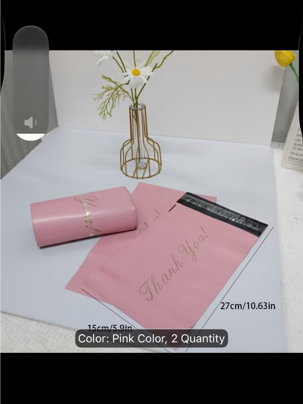 Pink Thank You Mailer Bags - Pack of 10 5.9โx10.63โ